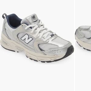 New Balance Kids' Silver and White Sneakers